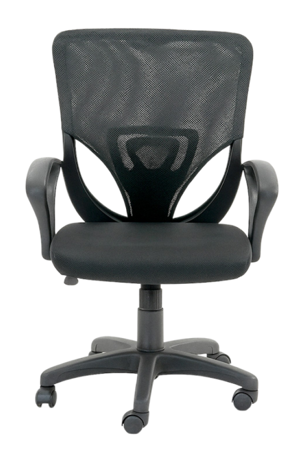Chaise de bureau ergonomique en maille noire idéale pour le home office, dossier respirant et assise confortable.