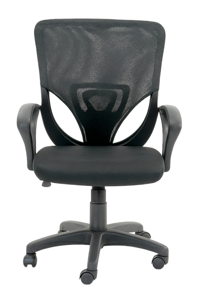 Ergonomska mrežasta uredska stolica, crna boja, moderni namještaj za udoban radni prostor.