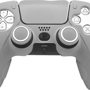 PlayStation 5 kontroler prikazan sprijeda, s gumenim rukohvatima za ugodnije igranje.