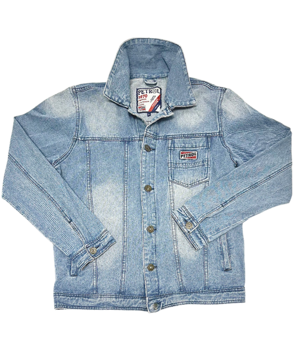 Herren Jeansjacke aus Denim in Hellblau, klassische Knopfleiste, ideal als stylische Herr Jacke.