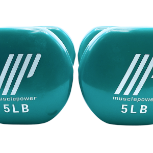 Muscle Power 5lb dumbbell weights set, ideal for strength training and home workouts.