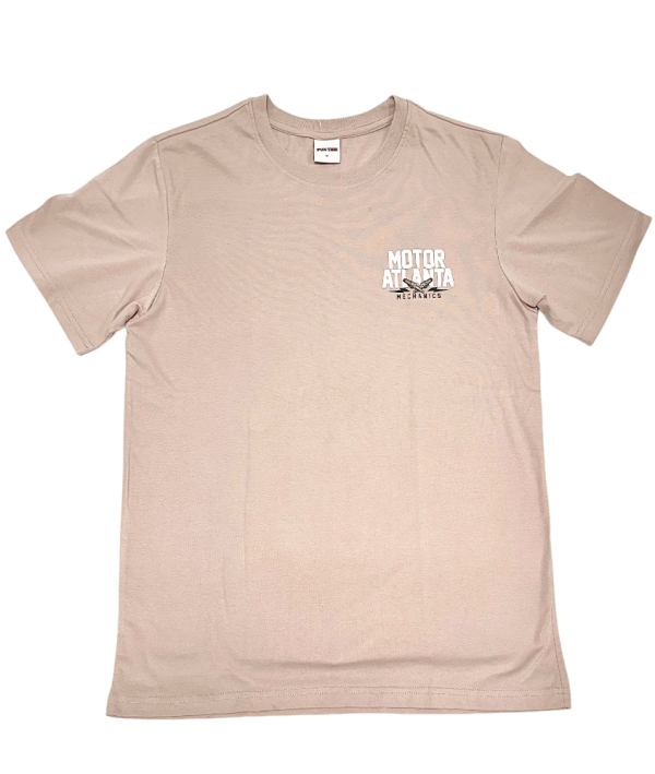 Beiges FunTee Motor Atlanta T-Shirt, ideal für sommermode, lässig mit Logo-Aufdruck auf der Brust.