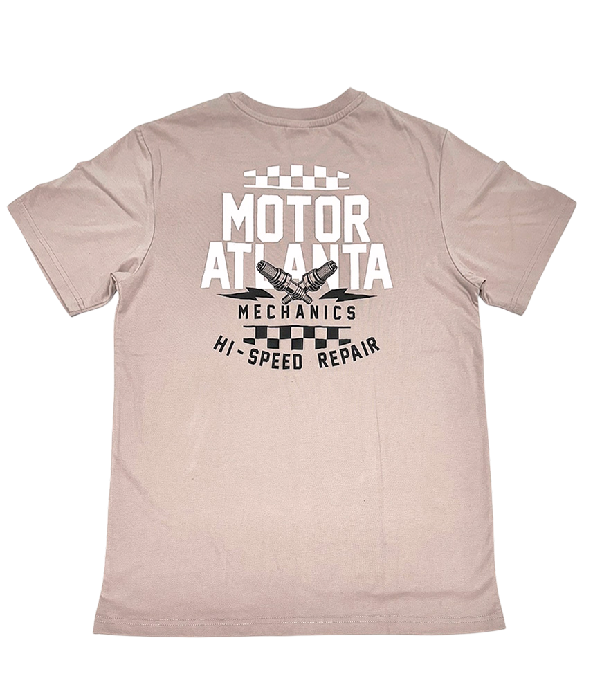 Vaaleanharmaa FunTee Motor Atlanta T-paita, täydellinen valinta kesävaatteita etsivälle.
