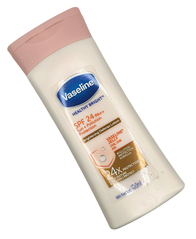 Vaseline Healthy Bright aurinko voide SPF24 vartalolle, suojaa ja kosteuttaa ihoa auringolta.
