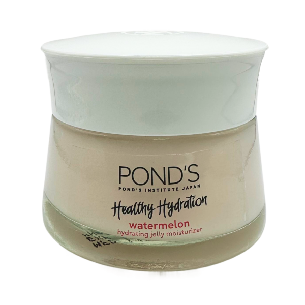 Pond's Fuktighetsgivende Gel med Vannmelon for hudpleie, fuktighetskrem i gjennomsiktig krukke.