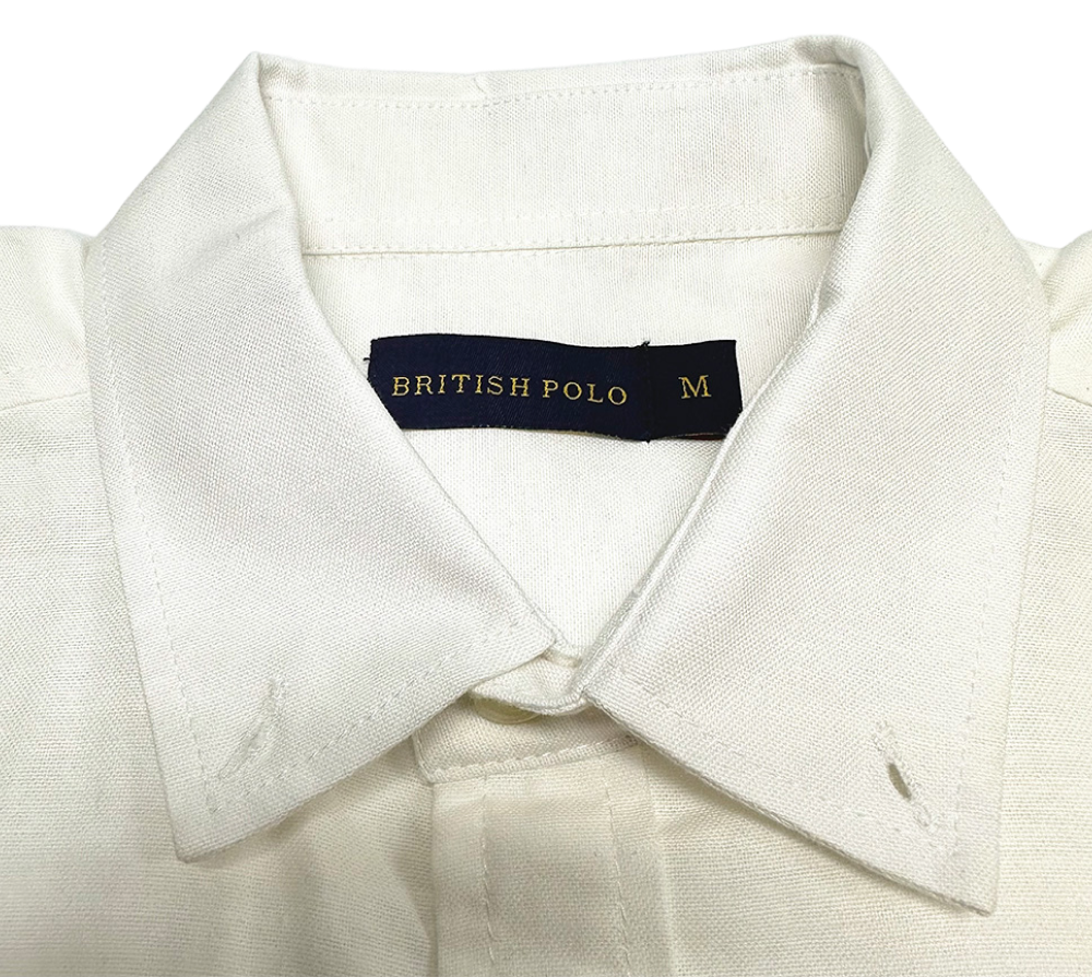 Valkoinen miesten puuvillapaita, British Polo, lyhythihainen malli tuotesivulla
