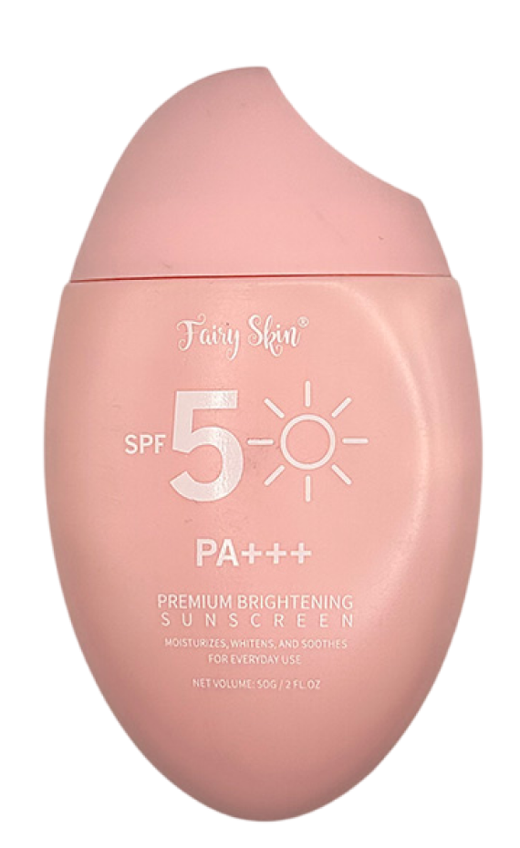 Fairy Skin Ihoa Kirkastava aurinkovoide tarjous, SPF 50 PA+++, vaaleanpunainen pullo tuotesivu.
