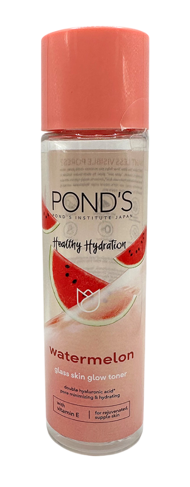 Pond’s vesimelonikasvovesi, paras kosteuttava kasvovesi lasimaiselle ihon hehkulle tuotepakkauksessa.