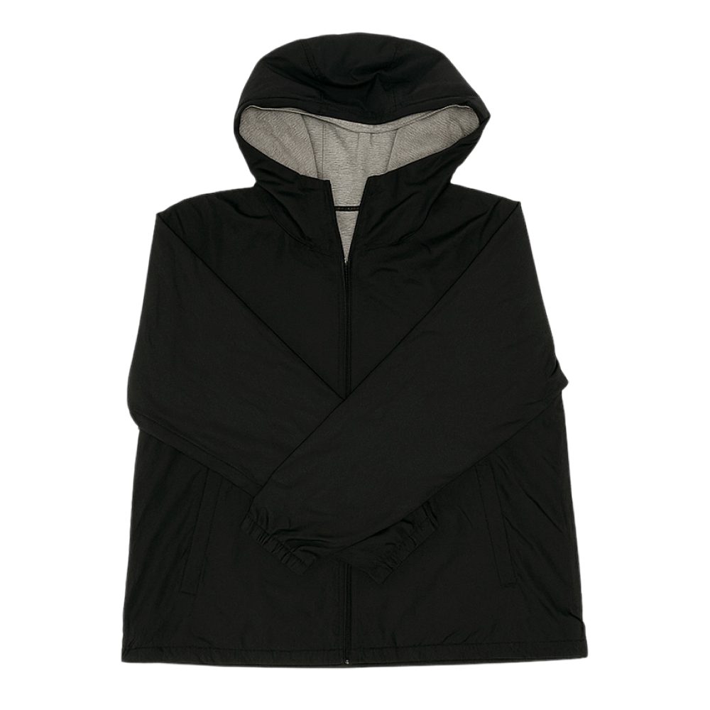 Uniqlo reverzibilna parka crne boje s kapuljačom, idealna za svakodnevno nošenje.