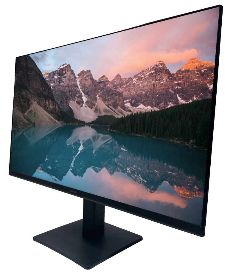 Samsung Essential Monitor S3 24″ monitori, Full HD IPS-näyttö maisemakuvalla, HDMI ja 75Hz virkistystaajuus.