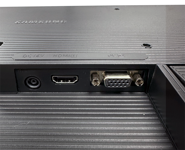 Connectiques arrière de l'écran LED Samsung Essential Monitor S3 24″ avec ports HDMI et VGA.