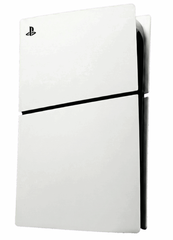 White PlayStation 5 console featured in Spiderman PS5 gaming bundle product listing.