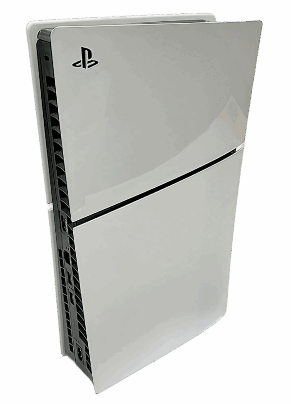 Comprar PlayStation 5 Slim: consola de videojocs blanca amb disseny modern, vista lateral