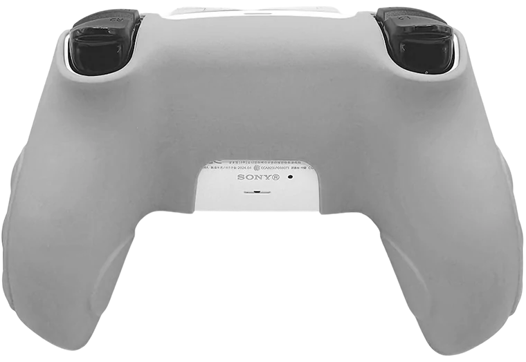 Tył kontrolera PlayStation 5 DualSense, widoczne tylne przyciski i port ładowania.