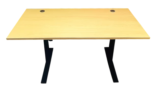 Desk with monitor stand, part of Home Office Starter Bundle, spacious wood surface and cable management holes