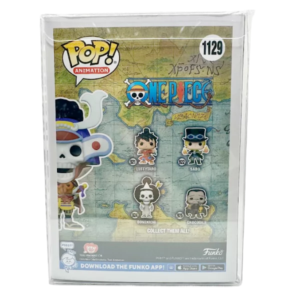 Rückseite der Funko Pop! One Piece – Samurai Brook Verpackung mit Abbildungen weiterer Sammelfiguren.