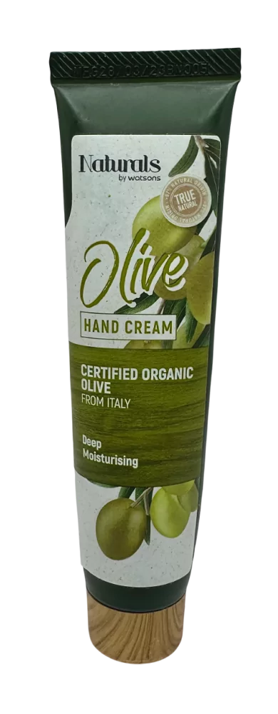 Tiub Krim Tangan Zaitun Naturals, pelembap tangan dengan ekstrak zaitun organik dari Itali.