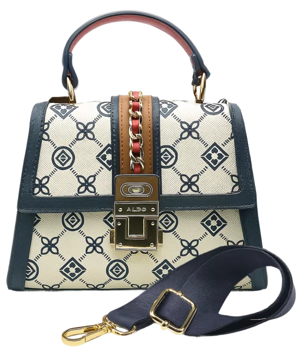 Elegantná kabelka Aldo Donelly so vzorom, ozdobným zámkom a odnímateľným popruhom.