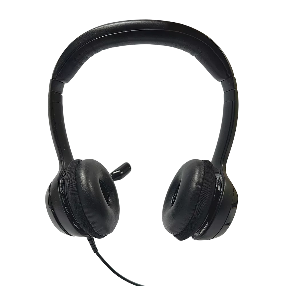 Logitech H390 langallinen kuulokemikrofoni, musta malli tuotesivulla.