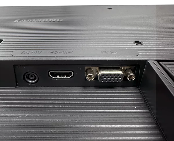 Port belakang monitor Samsung Essential S3 24 inci: DC14V, HDMI, dan VGA.