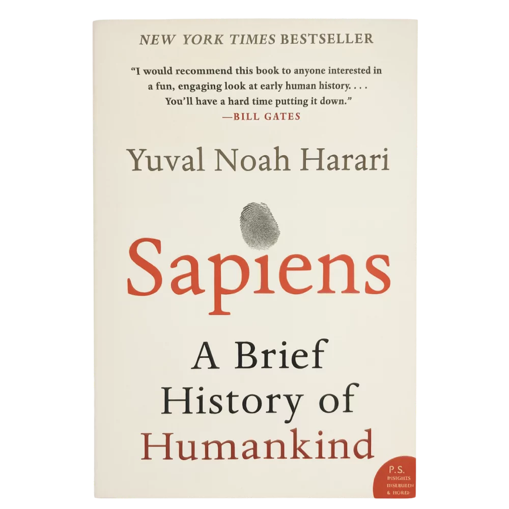 Capa do livro "Sapiens: Uma Breve História da Humanidade", de Yuval Noah Harari.
